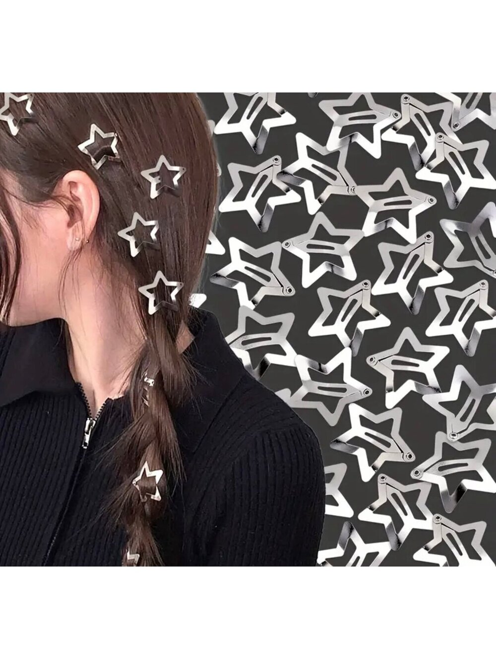 New - 10 Piece Metal Star Shape Snap Clip - Non-slip - Dazzling